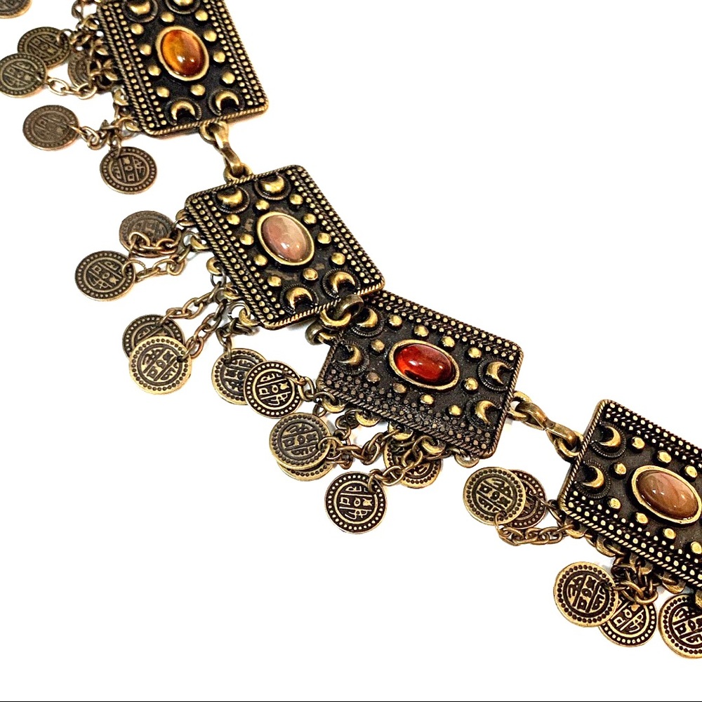 Boho metal Belt with stone  - one size